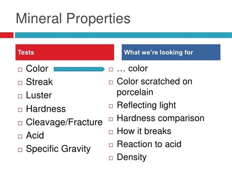 mineral identification test questions